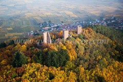 France, Haut Rhin (68), Eguisheim, Route des Vins d'Alsace, les Trois Châteaux (vue aérienne)//France, Haut Rhin, Eguisheim, Alsace Wine Road, Trois Châteaux Castle (aerial view)