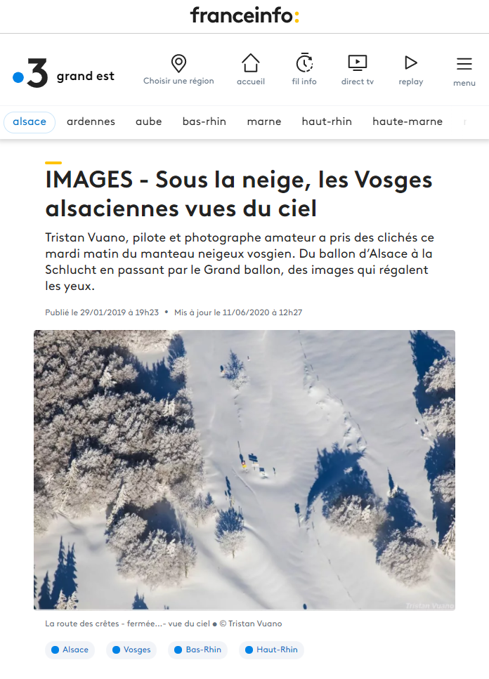 France 3 - Sous la neige, les Vosges alsaciennes vues du ciel